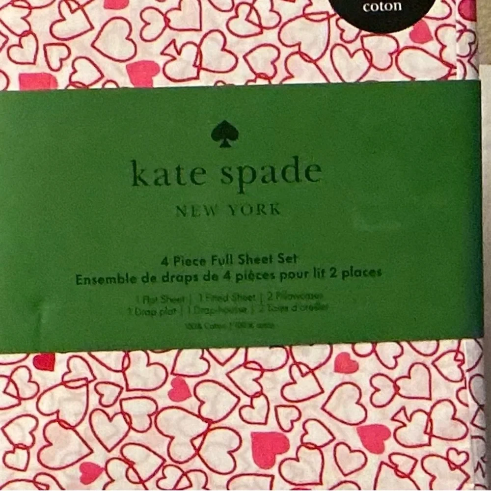 Kate Spade Red Heart Pattern Full Sheet Set